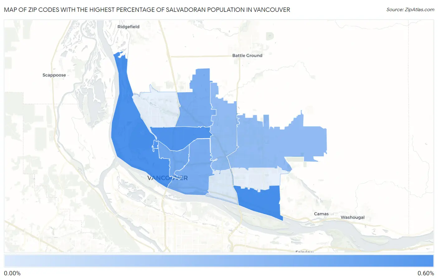 Zip Codes with the Highest Percentage of Salvadoran Population in Vancouver Map