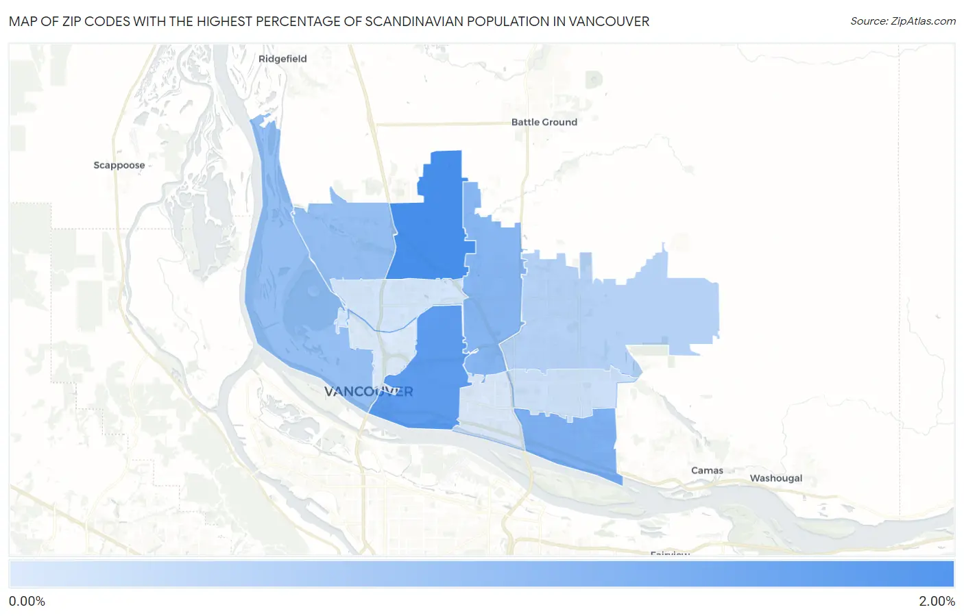 Zip Codes with the Highest Percentage of Scandinavian Population in Vancouver Map