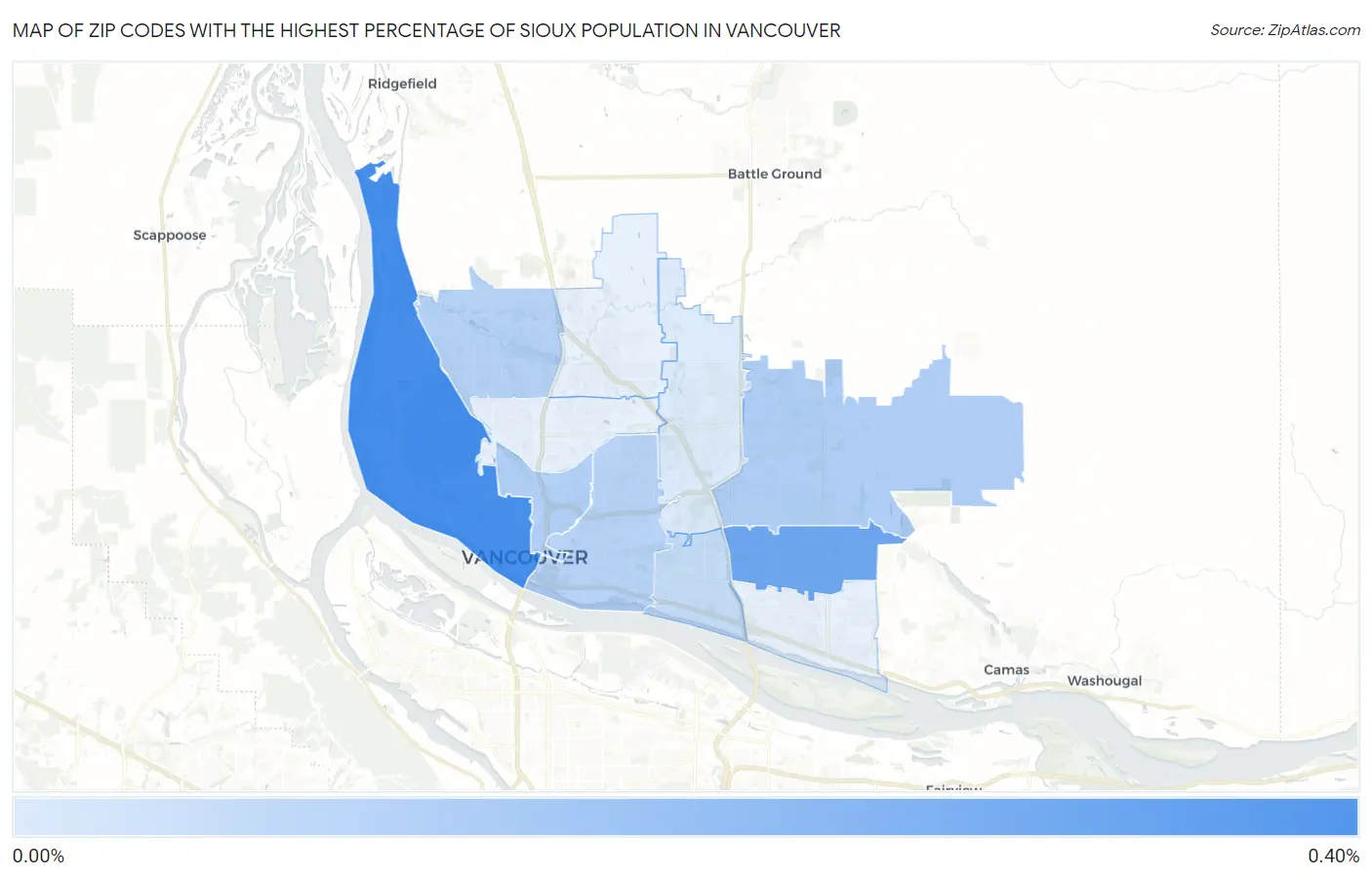 Zip Codes with the Highest Percentage of Sioux Population in Vancouver Map