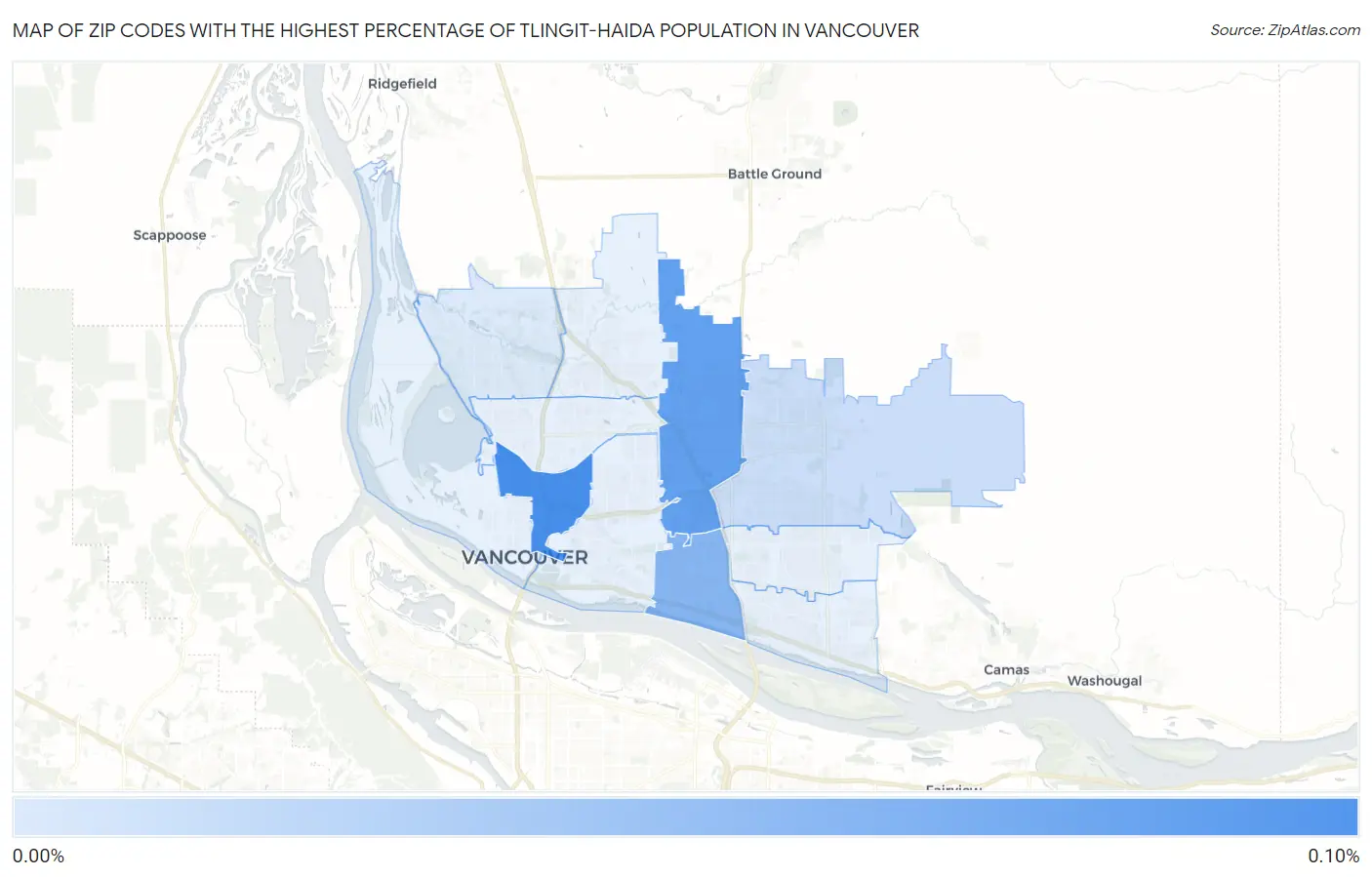 Zip Codes with the Highest Percentage of Tlingit-Haida Population in Vancouver Map