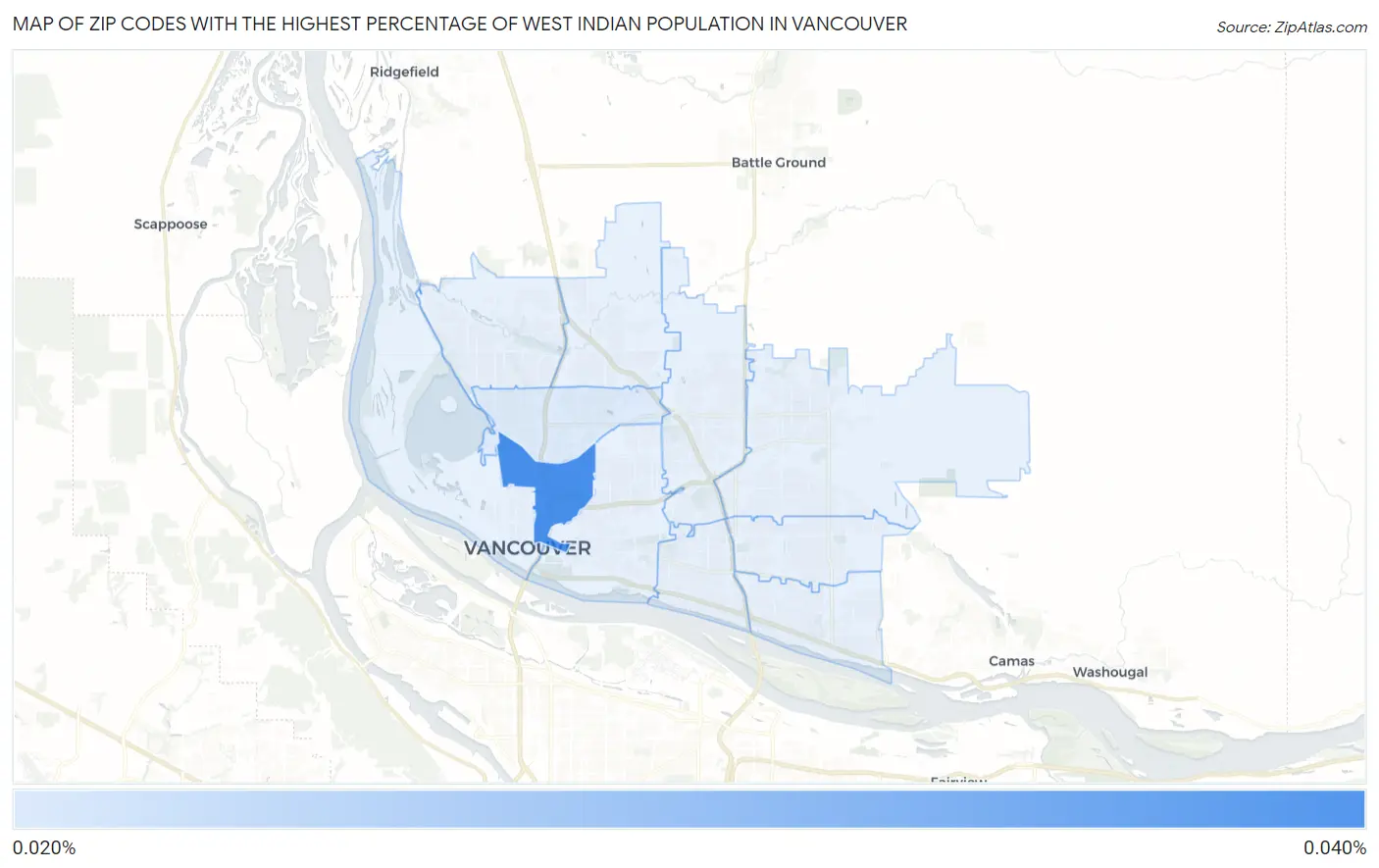 Zip Codes with the Highest Percentage of West Indian Population in Vancouver Map
