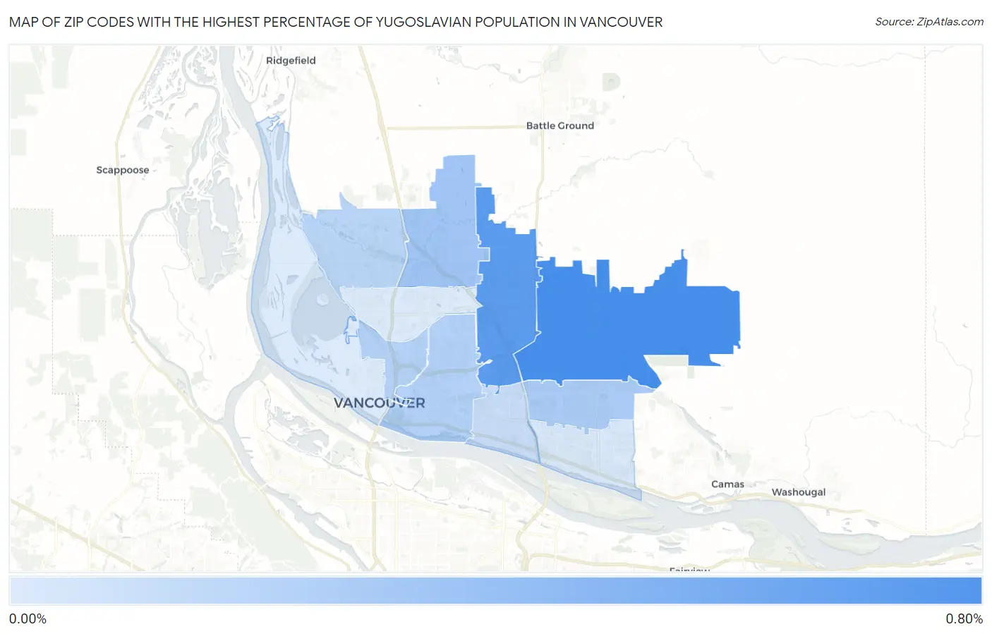 Zip Codes with the Highest Percentage of Yugoslavian Population in Vancouver Map
