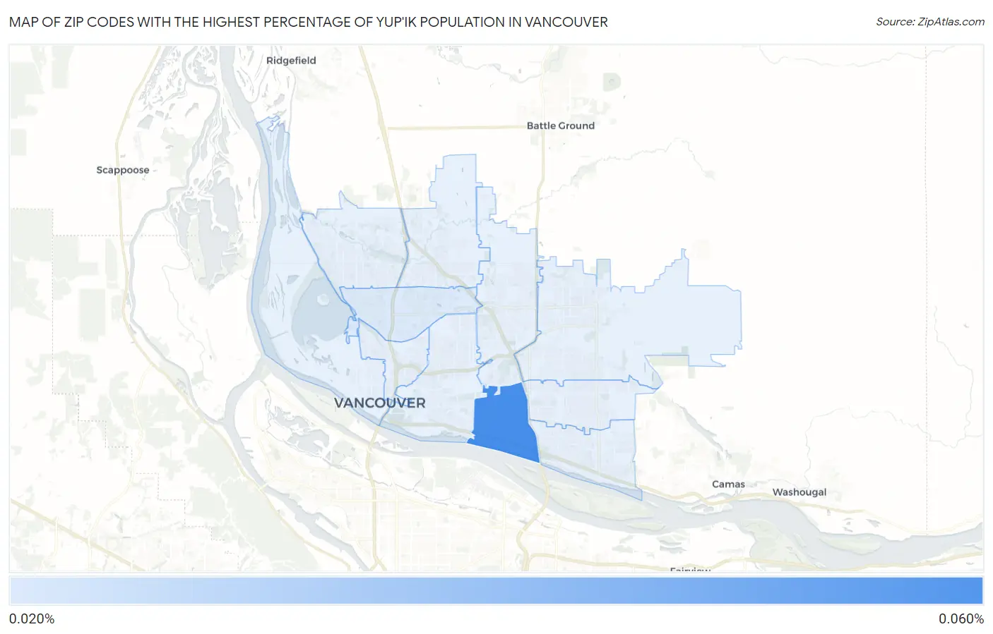 Zip Codes with the Highest Percentage of Yup'ik Population in Vancouver Map