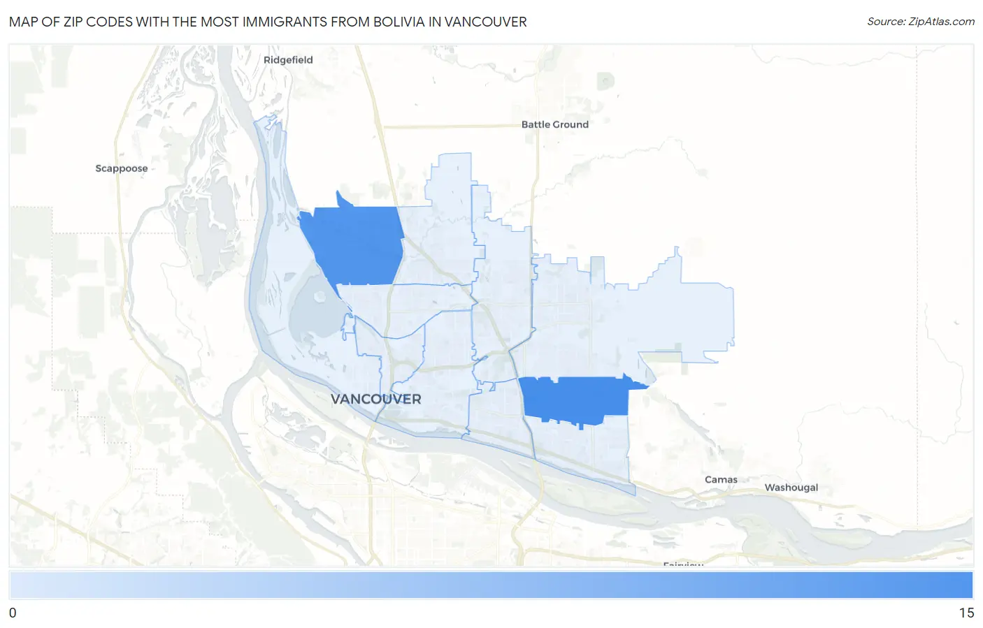 Zip Codes with the Most Immigrants from Bolivia in Vancouver Map