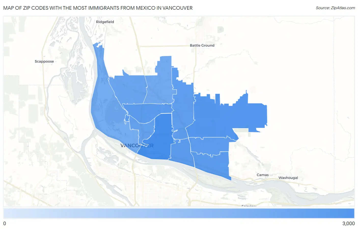 Zip Codes with the Most Immigrants from Mexico in Vancouver Map