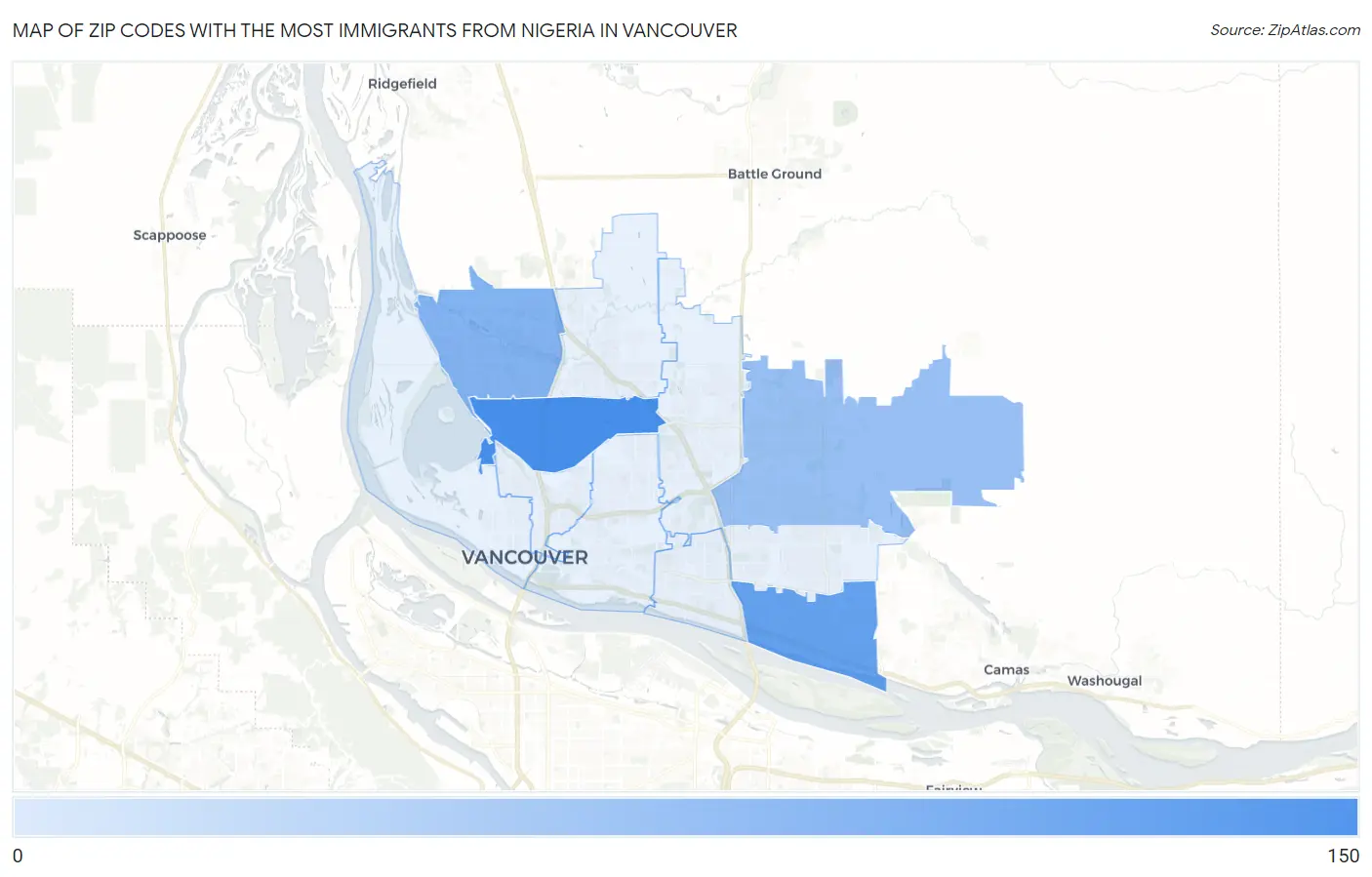 Zip Codes with the Most Immigrants from Nigeria in Vancouver Map
