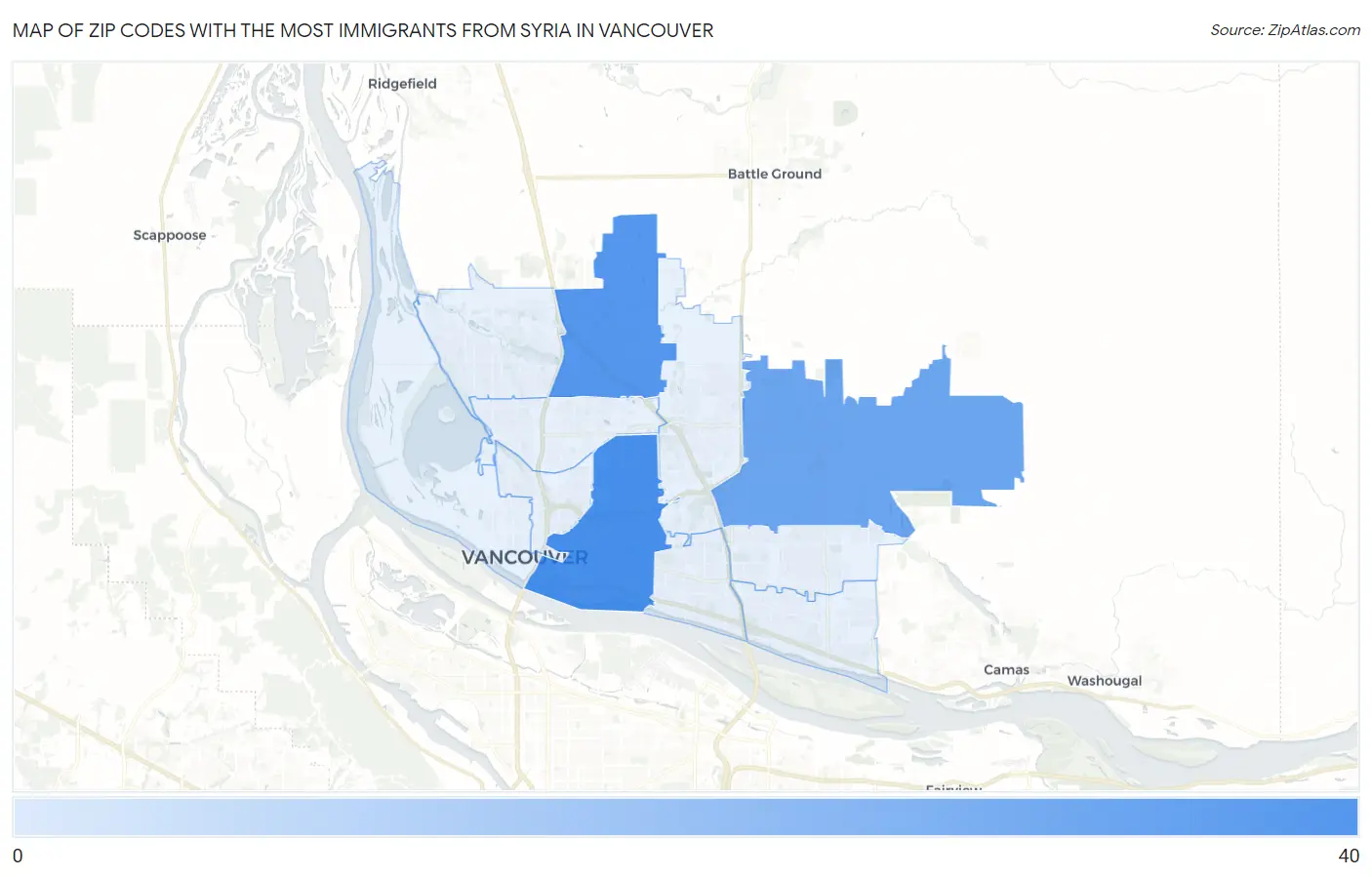 Zip Codes with the Most Immigrants from Syria in Vancouver Map