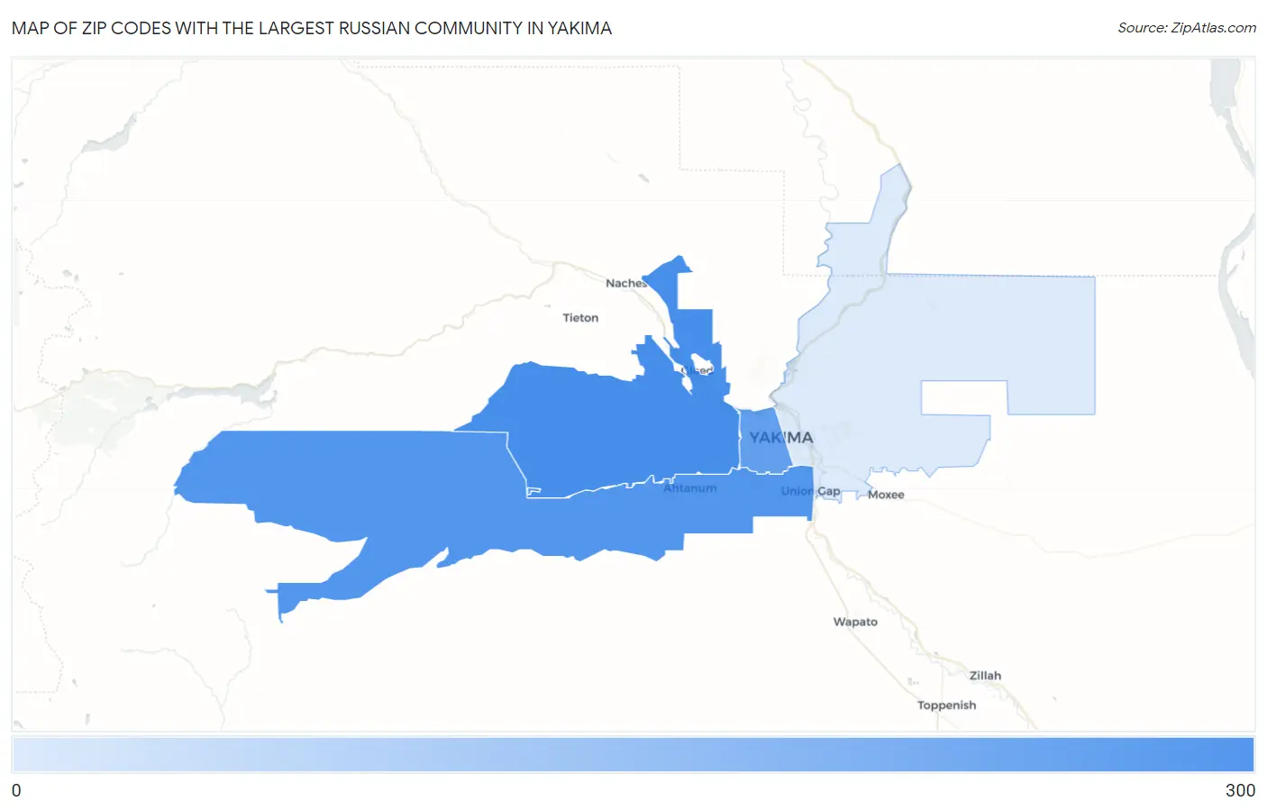 Zip Codes with the Largest Russian Community in Yakima Map