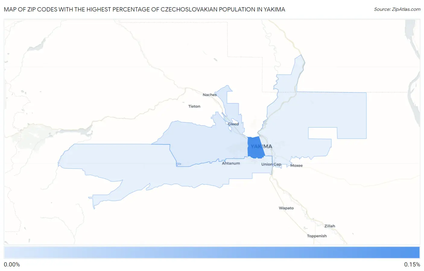 Zip Codes with the Highest Percentage of Czechoslovakian Population in Yakima Map