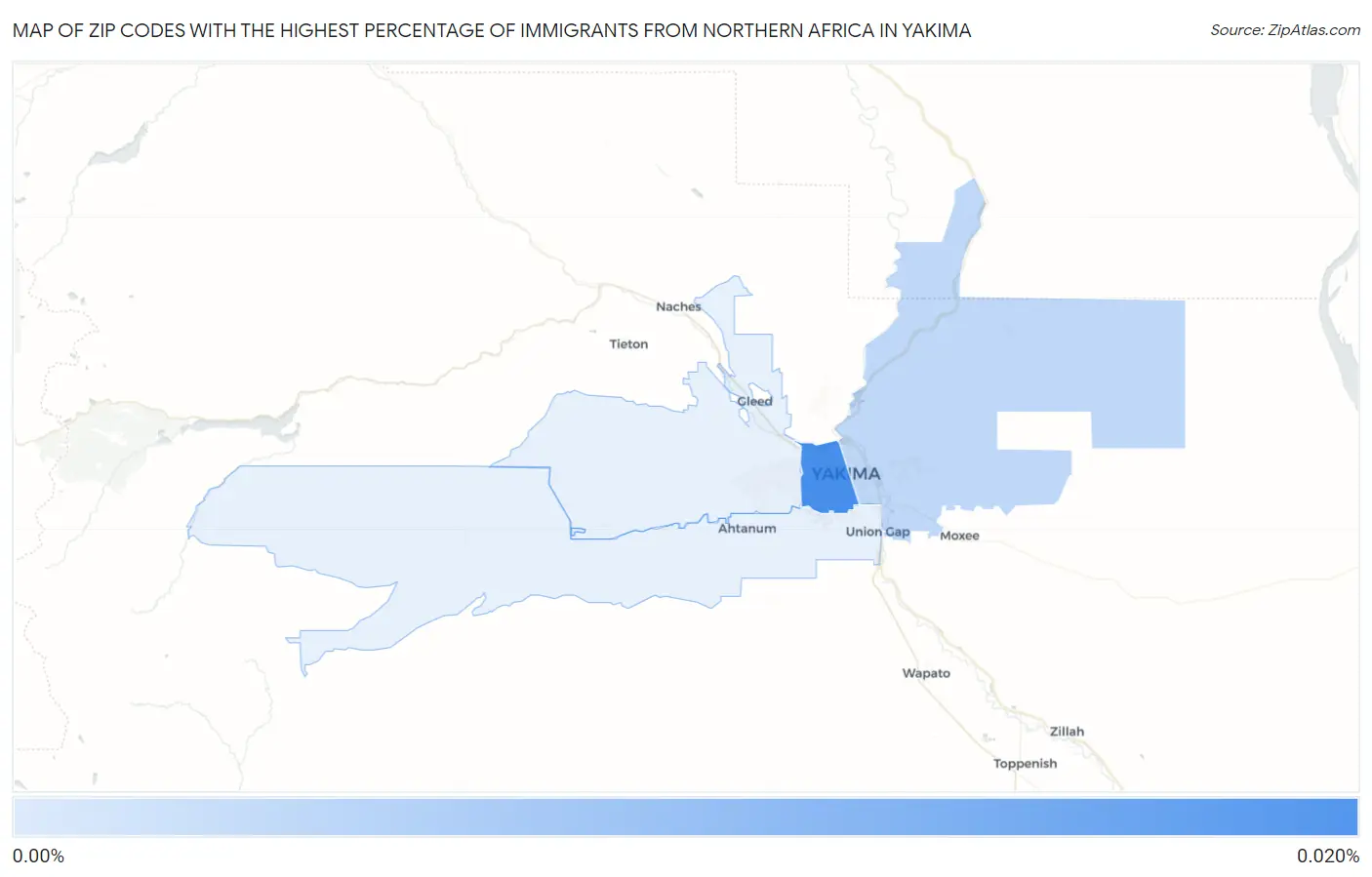 Zip Codes with the Highest Percentage of Immigrants from Northern Africa in Yakima Map