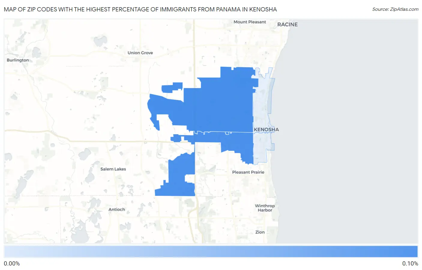 Zip Codes with the Highest Percentage of Immigrants from Panama in Kenosha Map