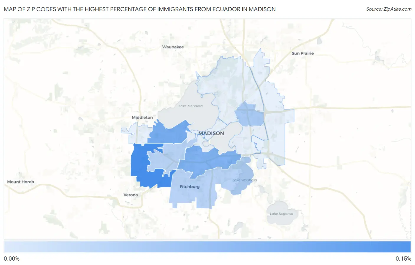 Zip Codes with the Highest Percentage of Immigrants from Ecuador in Madison Map