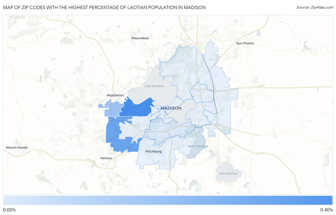 Zip Codes with the Highest Percentage of Laotian Population in Madison Map