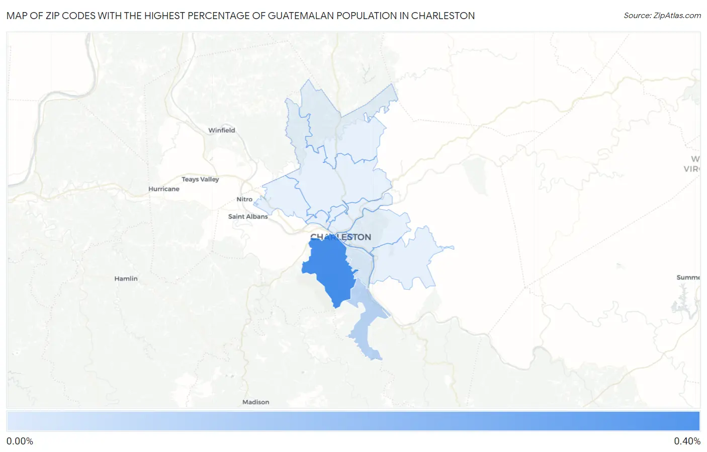 Zip Codes with the Highest Percentage of Guatemalan Population in Charleston Map