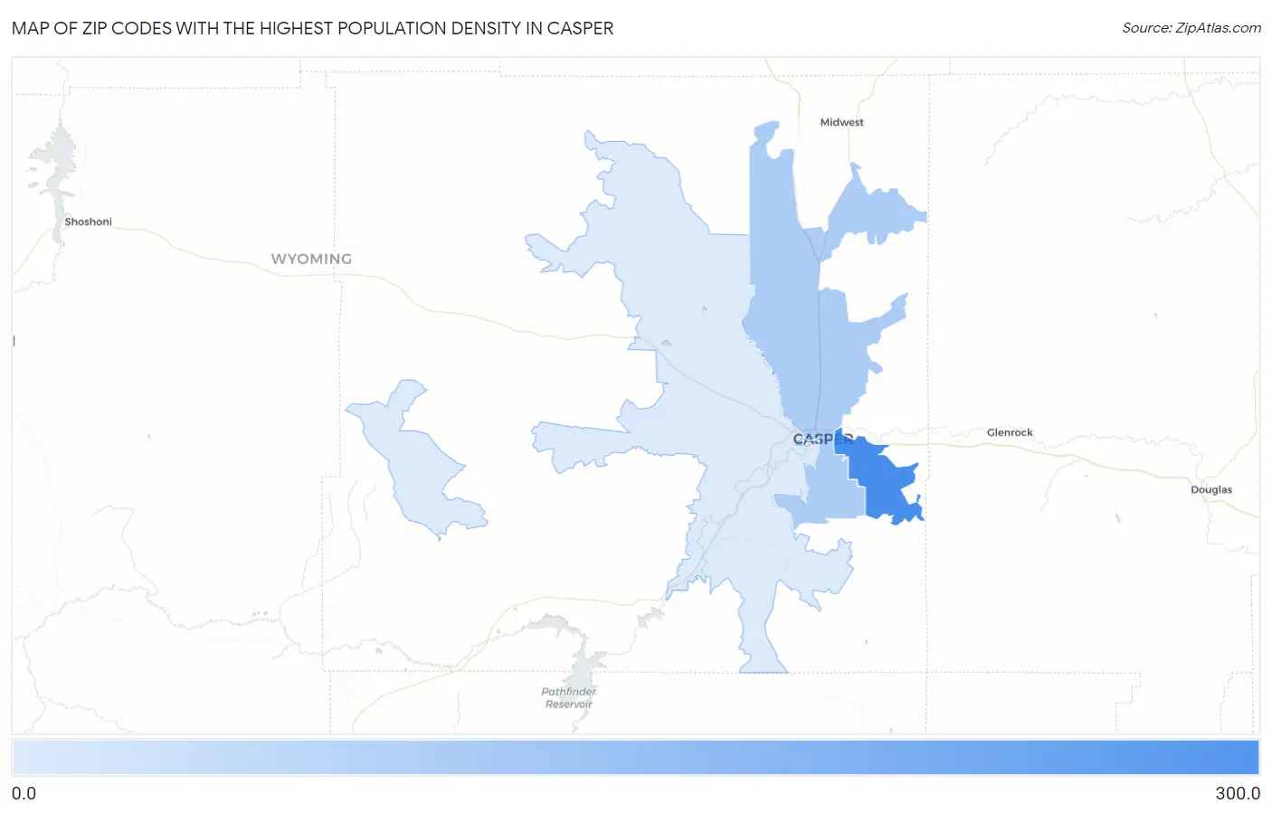 Zip Codes with the Highest Population Density in Casper Map
