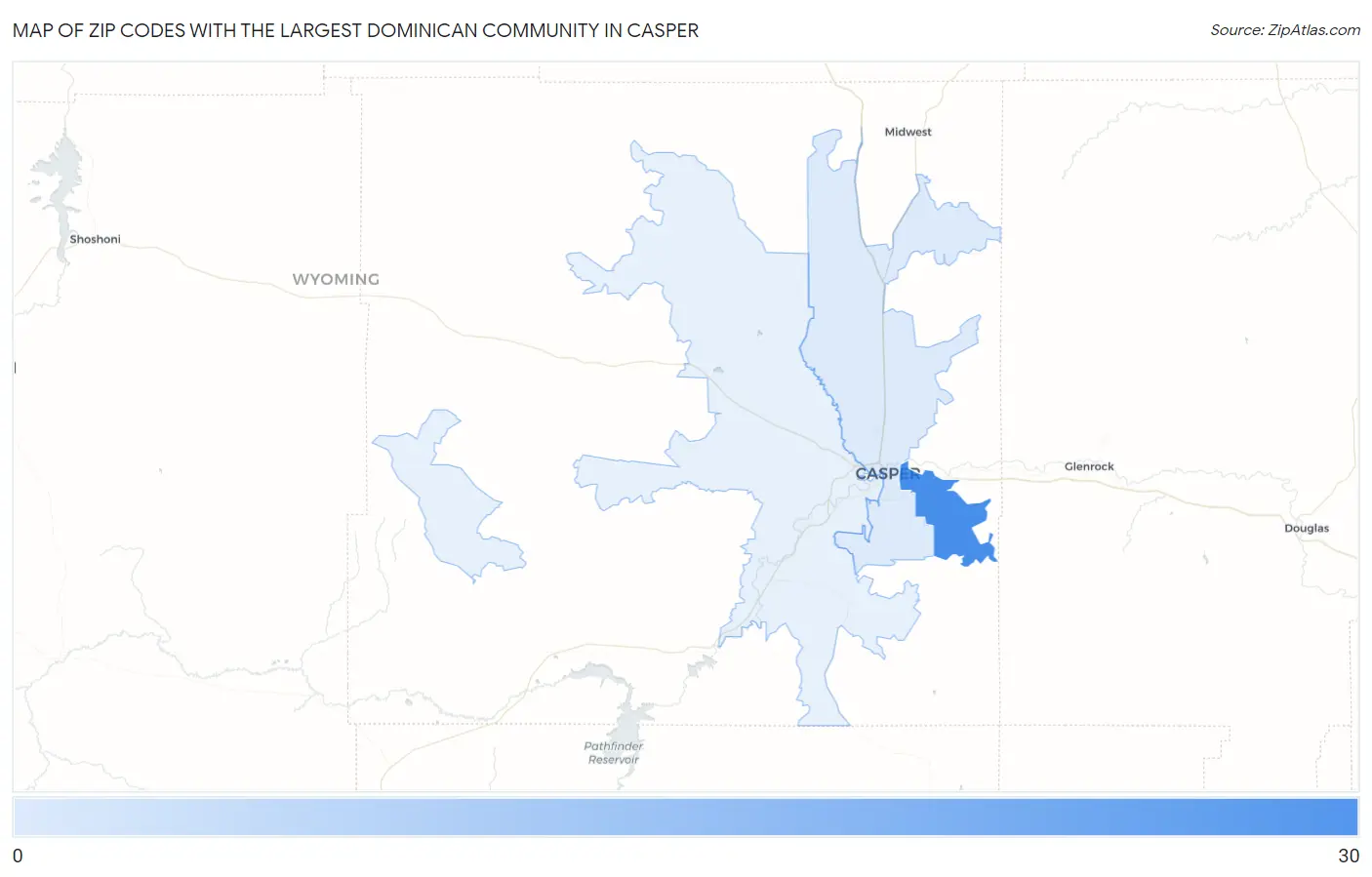 Zip Codes with the Largest Dominican Community in Casper Map