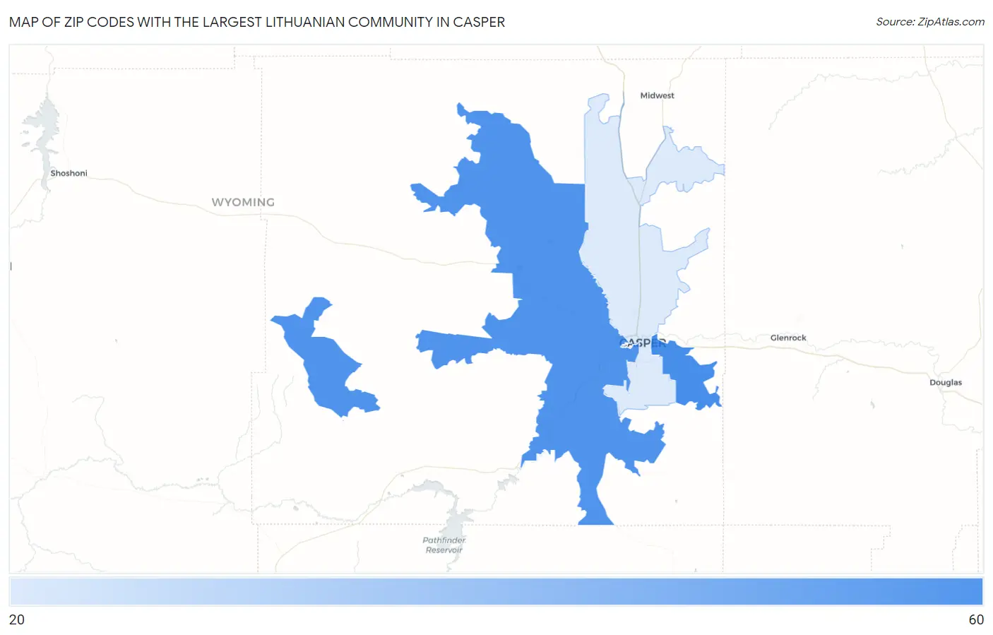 Zip Codes with the Largest Lithuanian Community in Casper Map