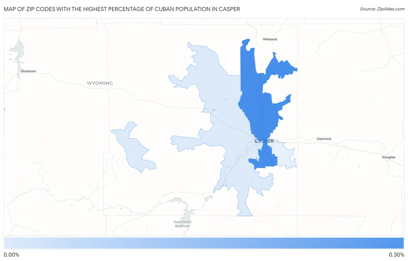 Zip Codes with the Highest Percentage of Cuban Population in Casper Map