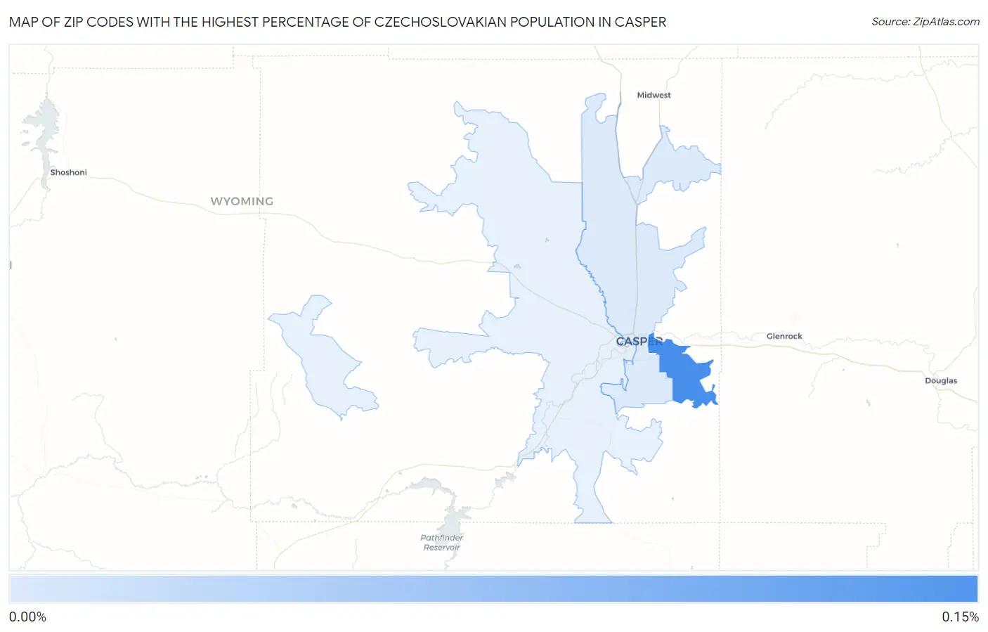 Zip Codes with the Highest Percentage of Czechoslovakian Population in Casper Map