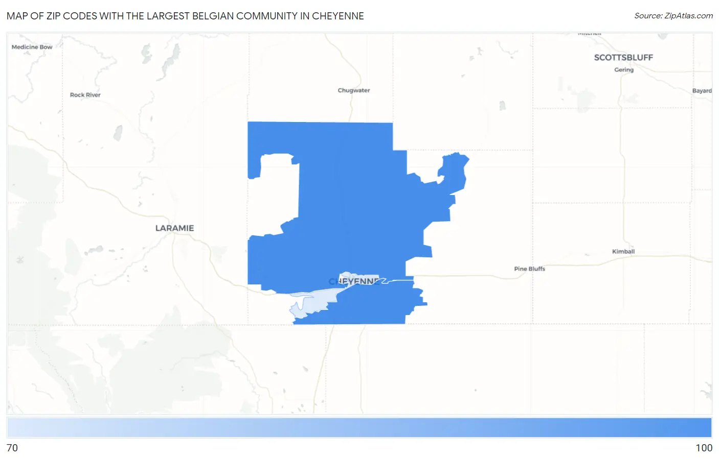Zip Codes with the Largest Belgian Community in Cheyenne Map