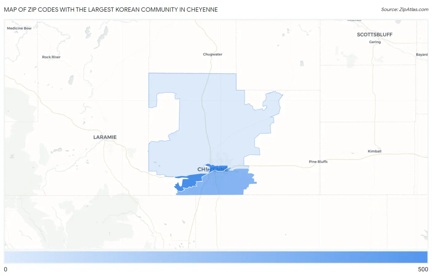 Zip Codes with the Largest Korean Community in Cheyenne Map