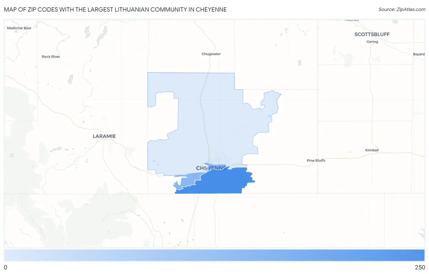 Zip Codes with the Largest Lithuanian Community in Cheyenne Map