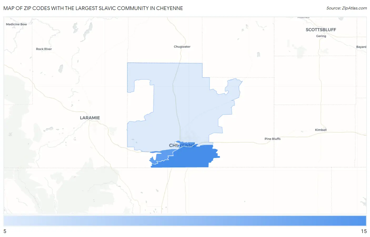 Zip Codes with the Largest Slavic Community in Cheyenne Map
