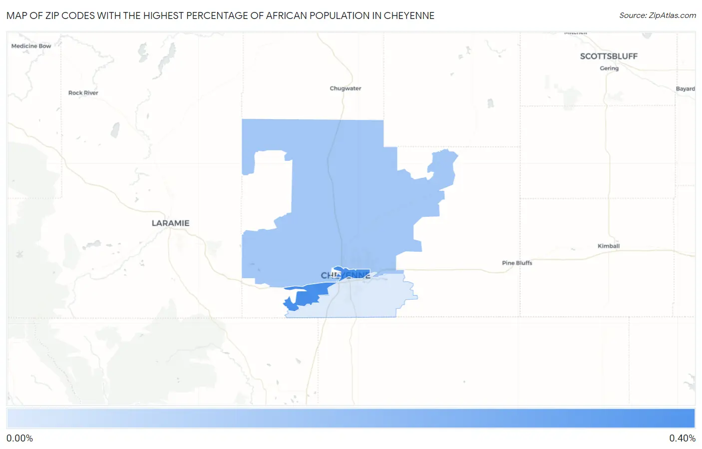 Zip Codes with the Highest Percentage of African Population in Cheyenne Map