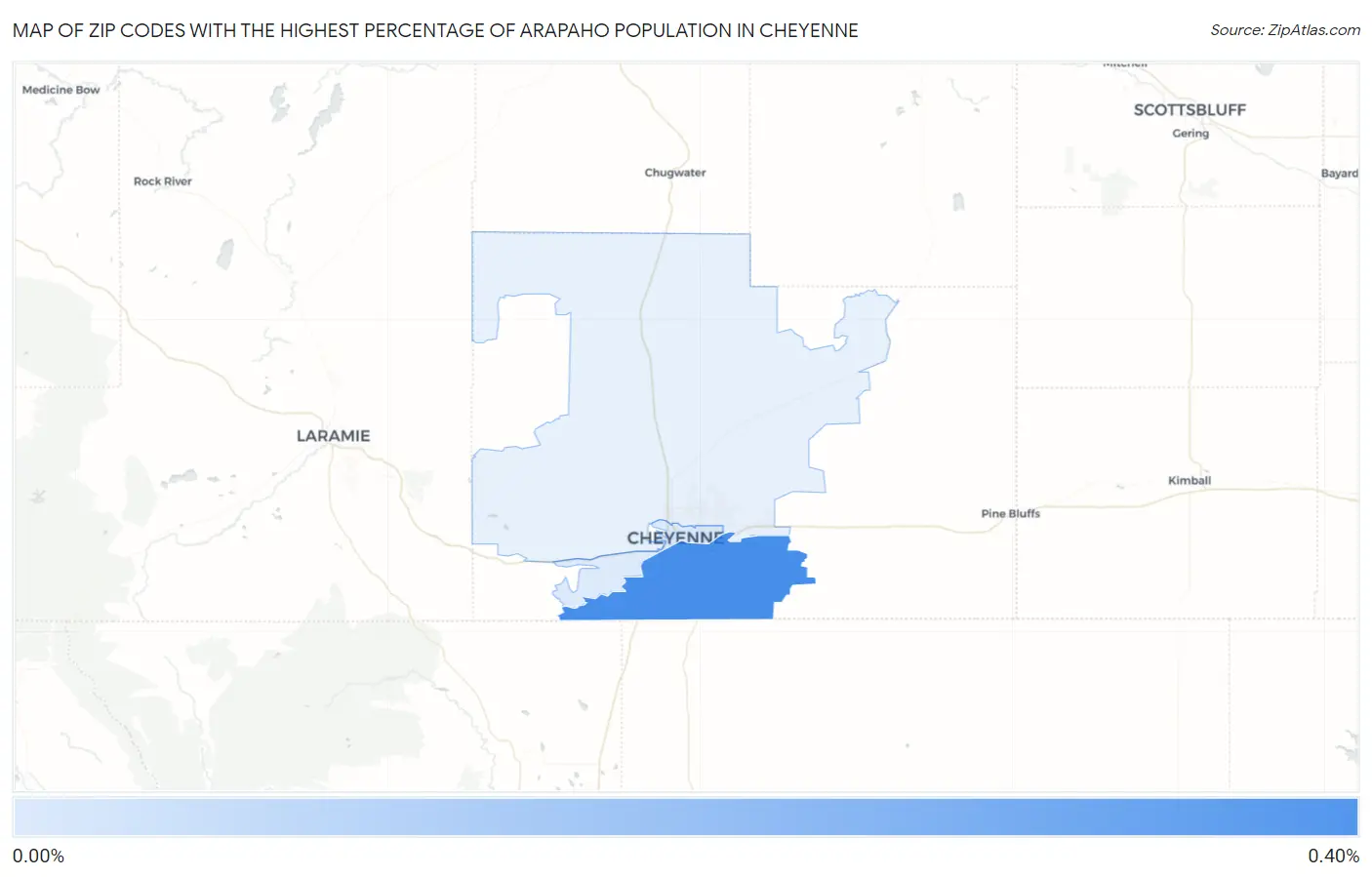 Zip Codes with the Highest Percentage of Arapaho Population in Cheyenne Map