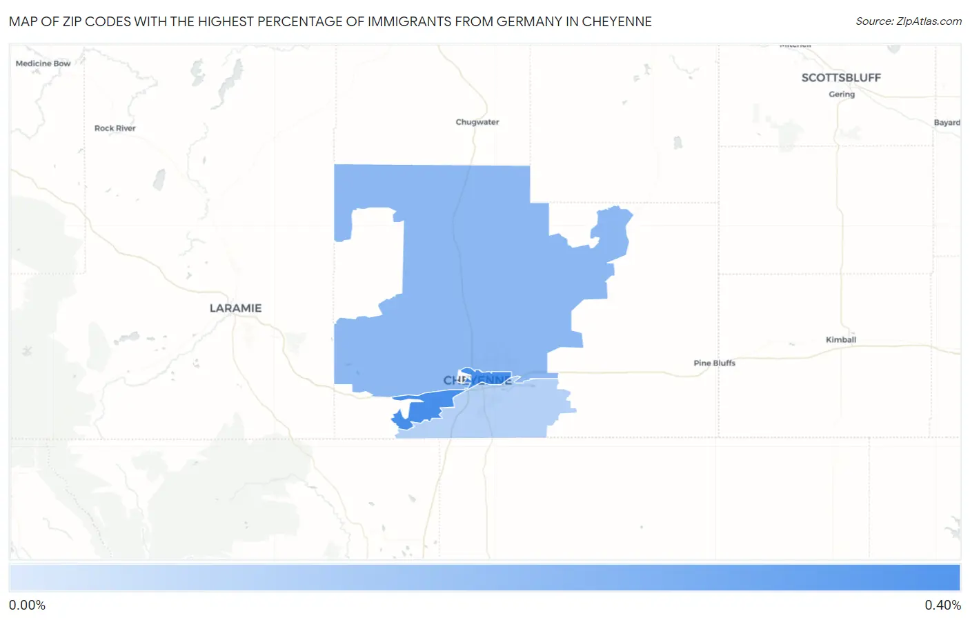 Zip Codes with the Highest Percentage of Immigrants from Germany in Cheyenne Map