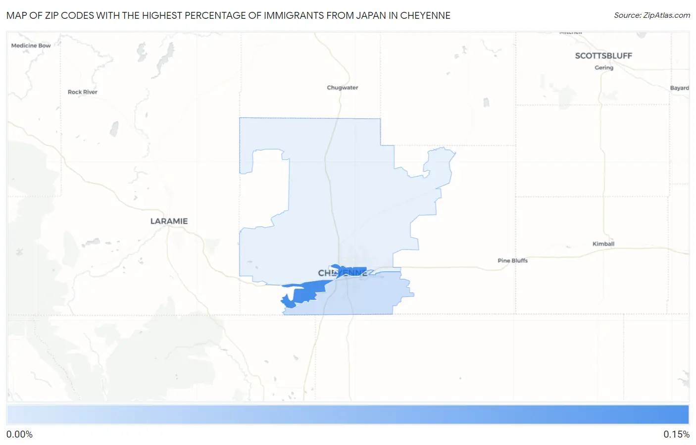 Zip Codes with the Highest Percentage of Immigrants from Japan in Cheyenne Map