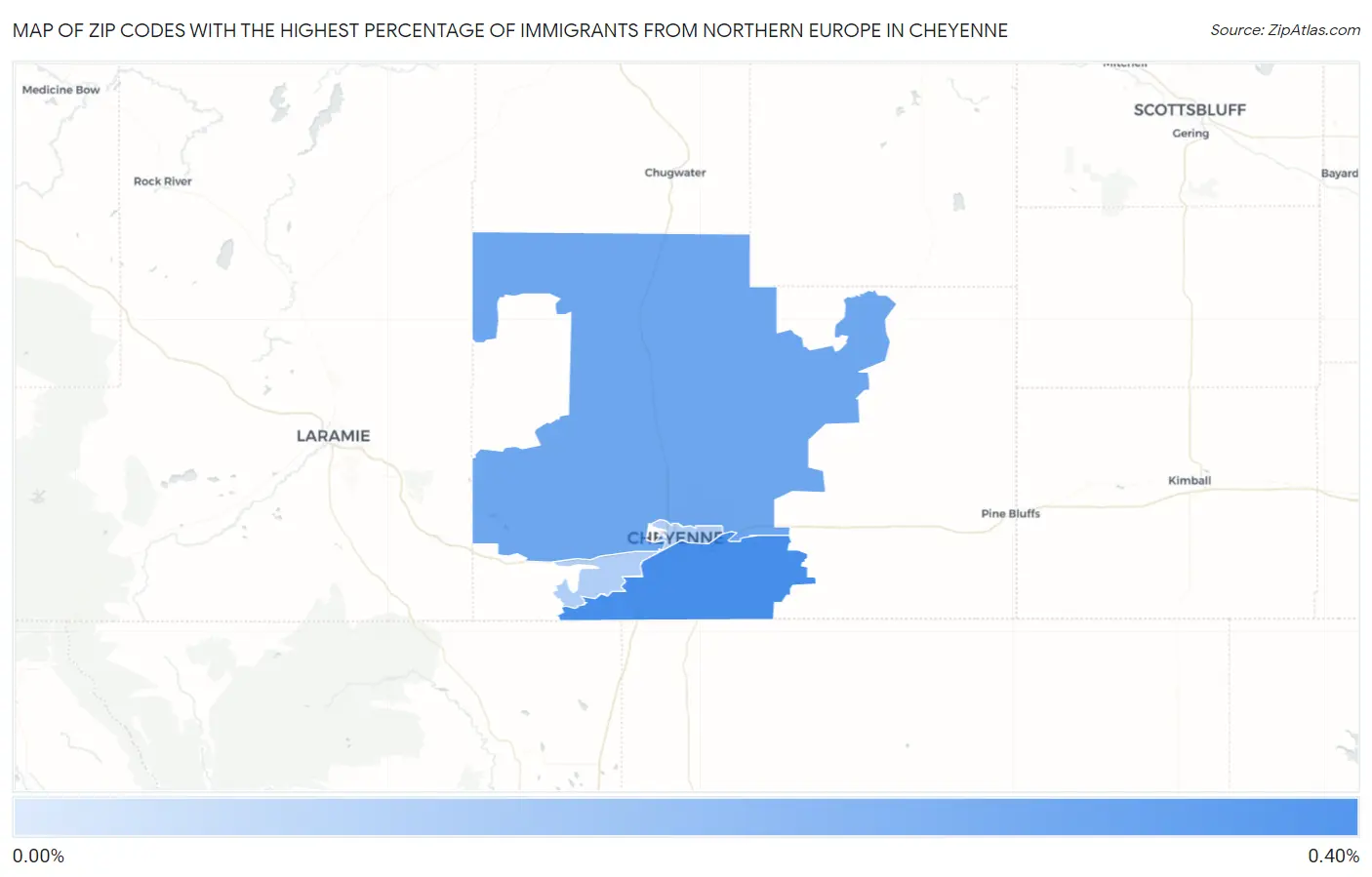 Zip Codes with the Highest Percentage of Immigrants from Northern Europe in Cheyenne Map