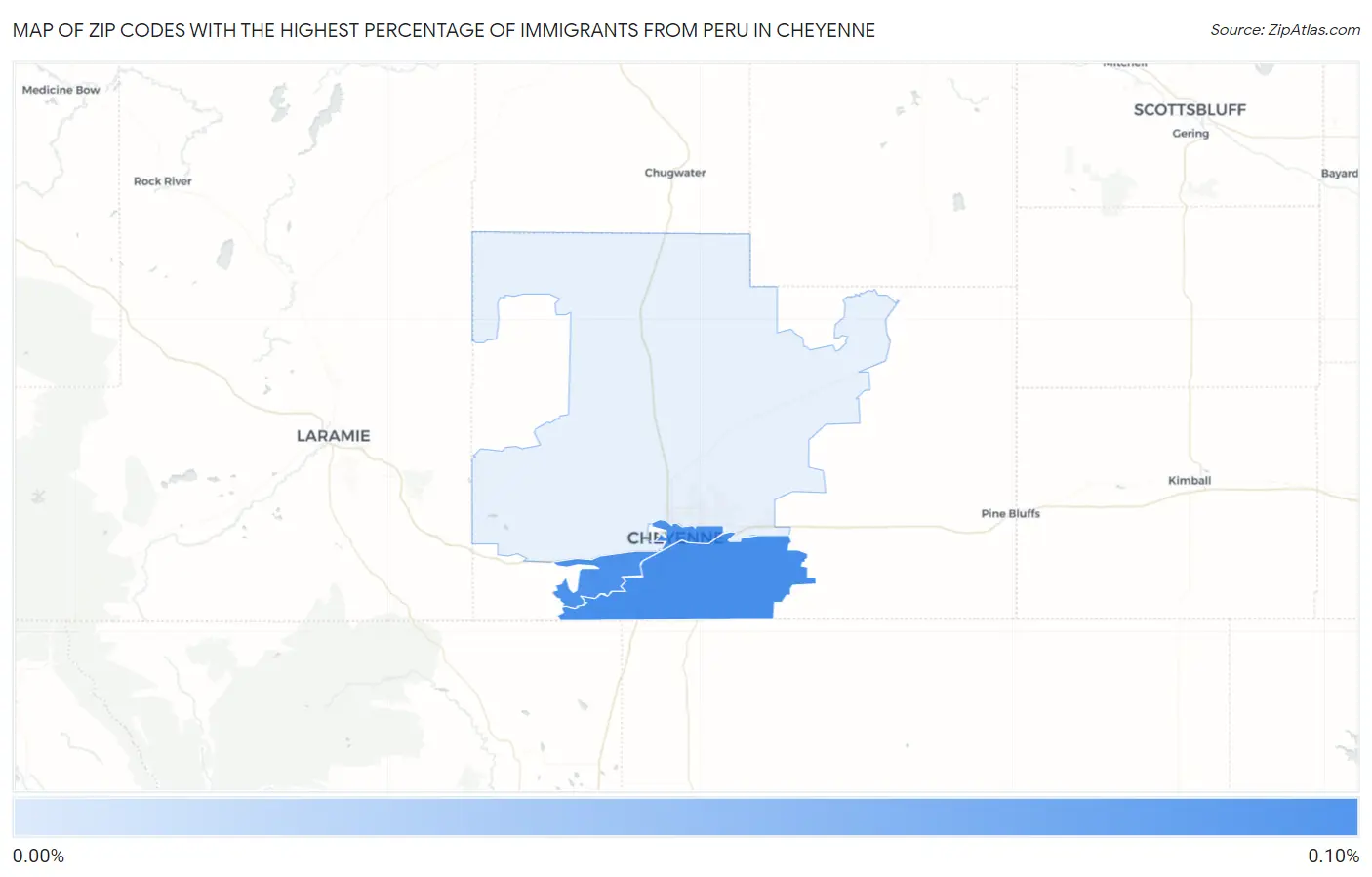 Zip Codes with the Highest Percentage of Immigrants from Peru in Cheyenne Map
