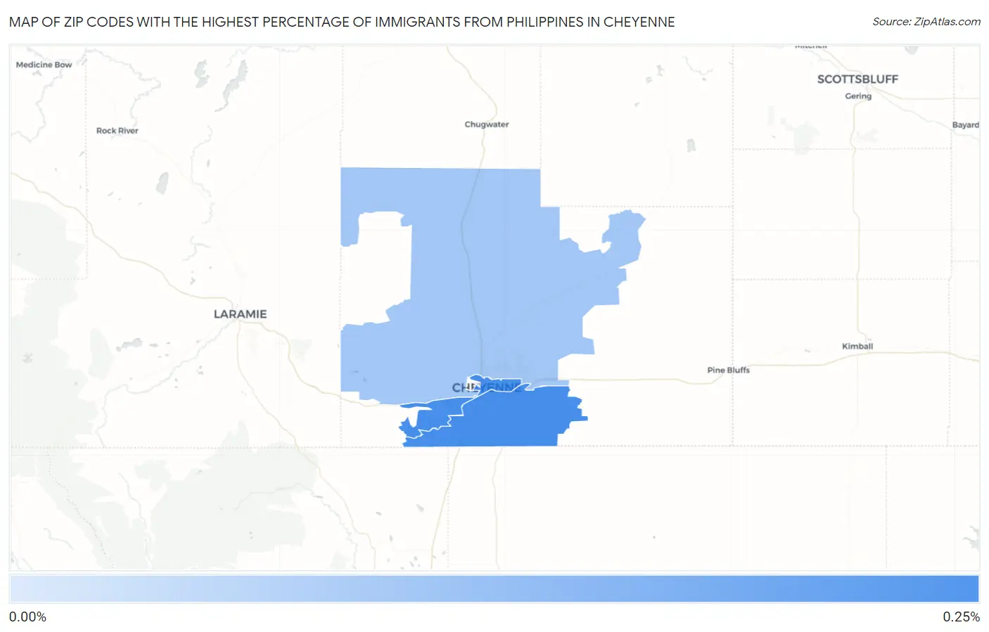 Zip Codes with the Highest Percentage of Immigrants from Philippines in Cheyenne Map