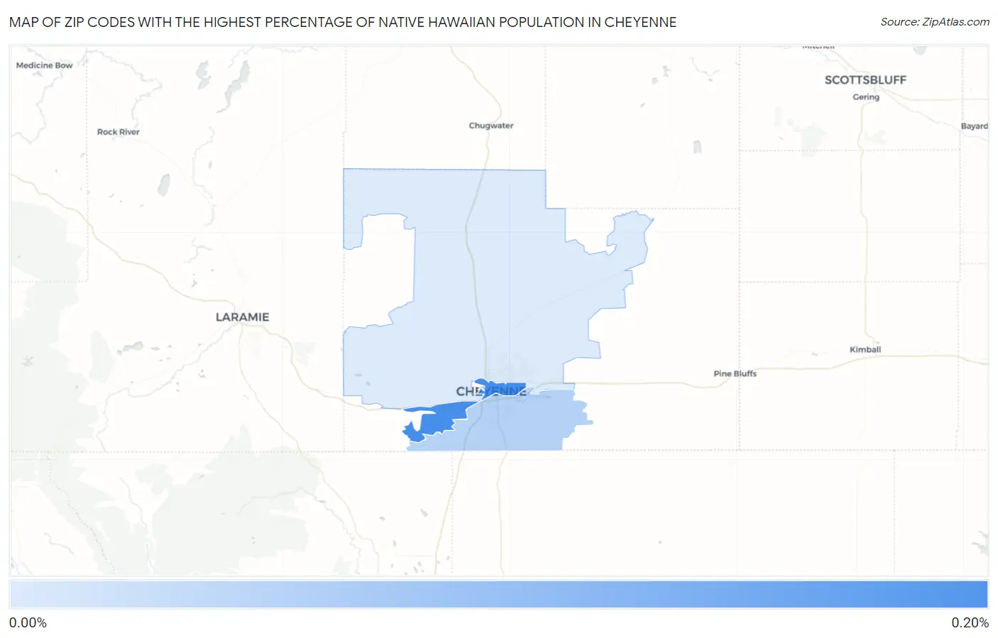 Zip Codes with the Highest Percentage of Native Hawaiian Population in Cheyenne Map