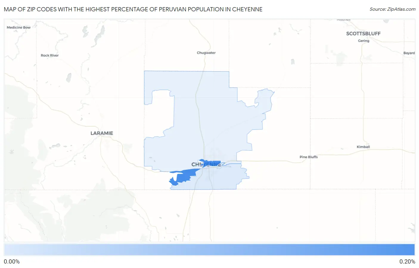 Zip Codes with the Highest Percentage of Peruvian Population in Cheyenne Map