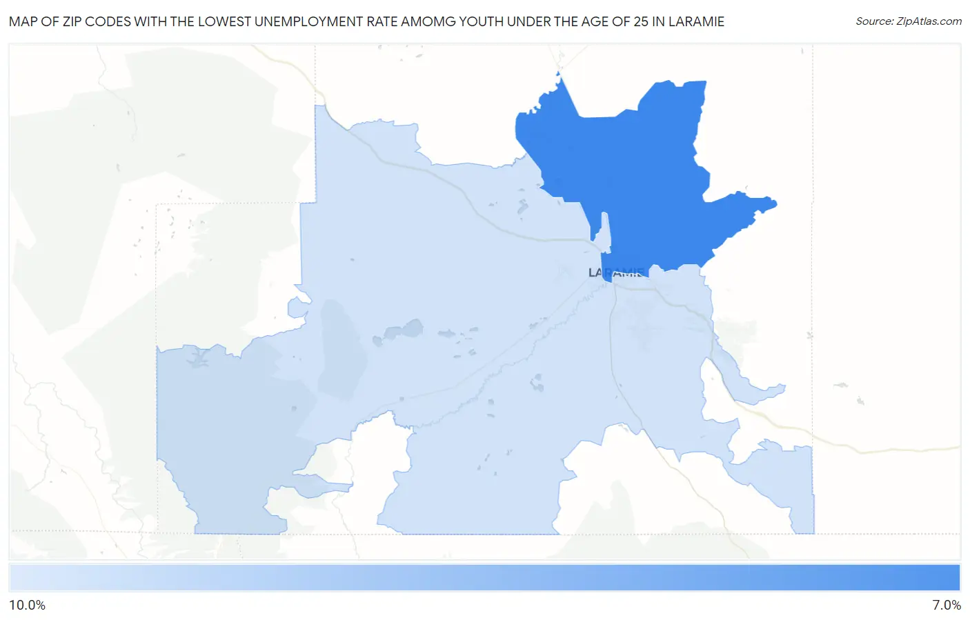 Zip Codes with the Lowest Unemployment Rate Amomg Youth Under the Age of 25 in Laramie Map