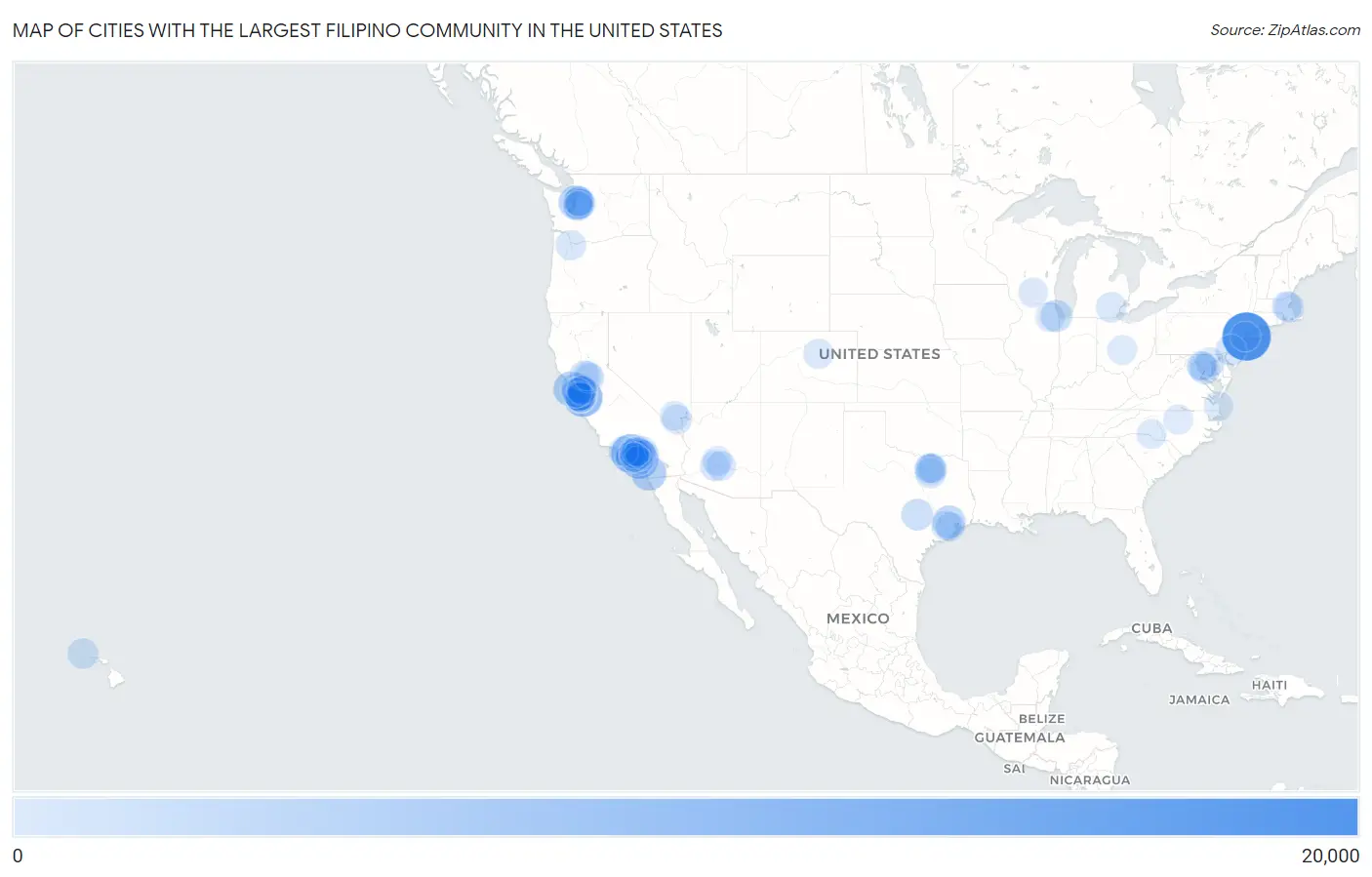 Cities with the Largest Filipino Community in the United States Map