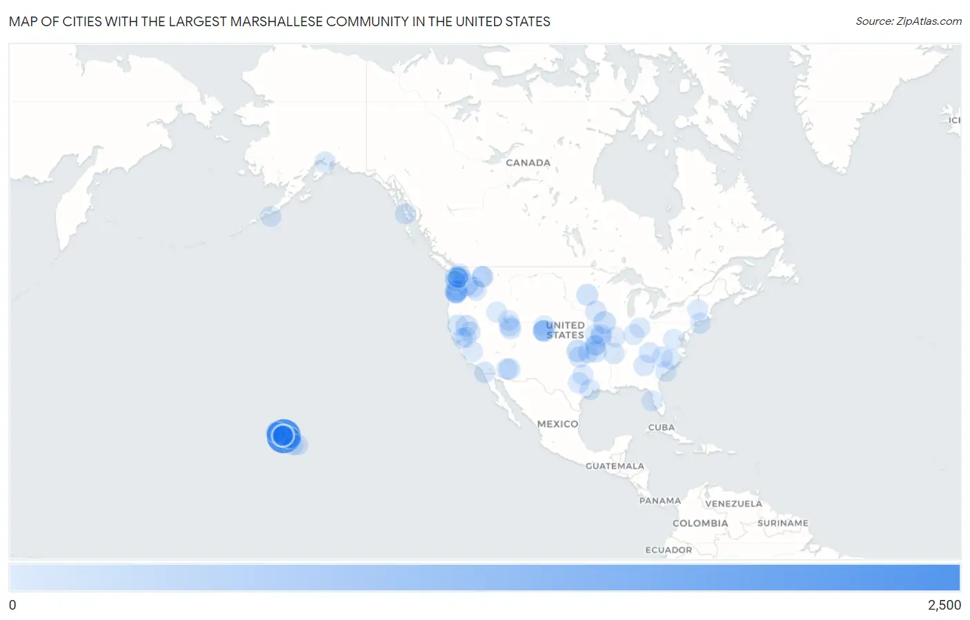 Cities with the Largest Marshallese Community in the United States Map