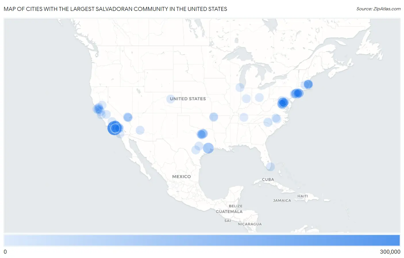 Cities with the Largest Salvadoran Community in the United States Map