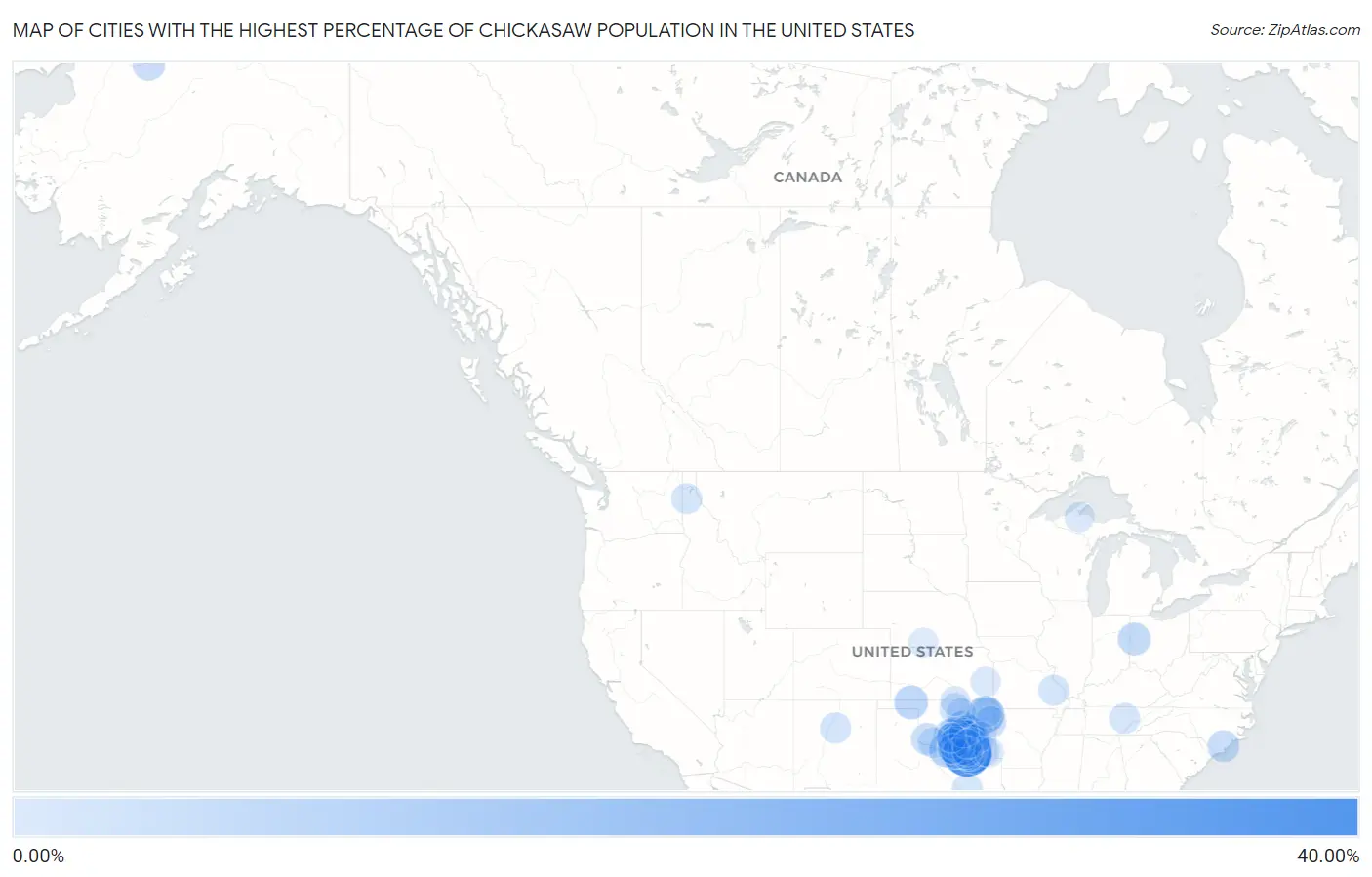 Cities with the Highest Percentage of Chickasaw Population in the United States Map