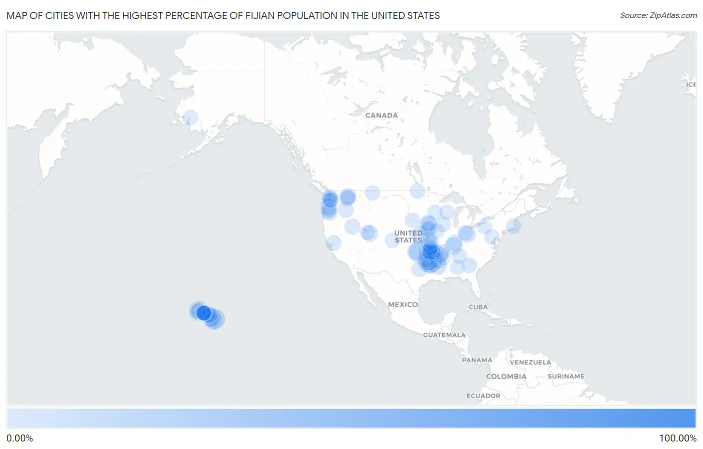 Cities with the Highest Percentage of Fijian Population in the United States Map