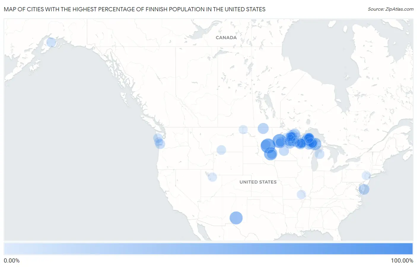 Cities with the Highest Percentage of Finnish Population in the United States Map