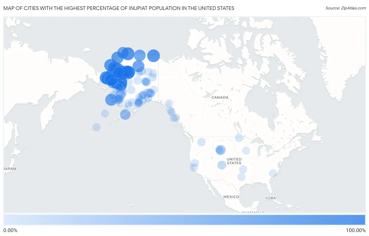 Cities with the Highest Percentage of Inupiat Population in the United States Map