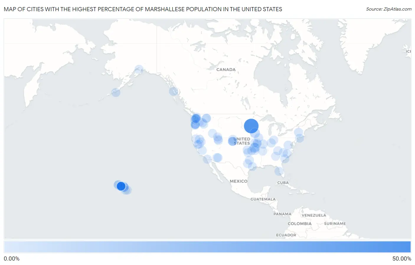 Cities with the Highest Percentage of Marshallese Population in the United States Map