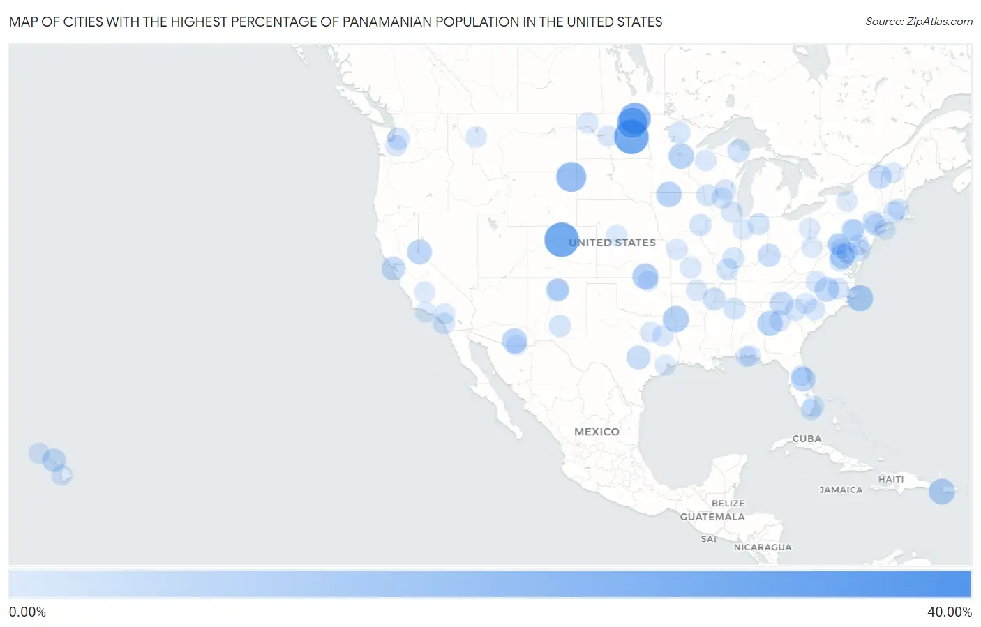 Cities with the Highest Percentage of Panamanian Population in the United States Map
