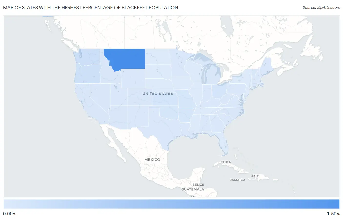 States with the Highest Percentage of Blackfeet Population in the United States Map