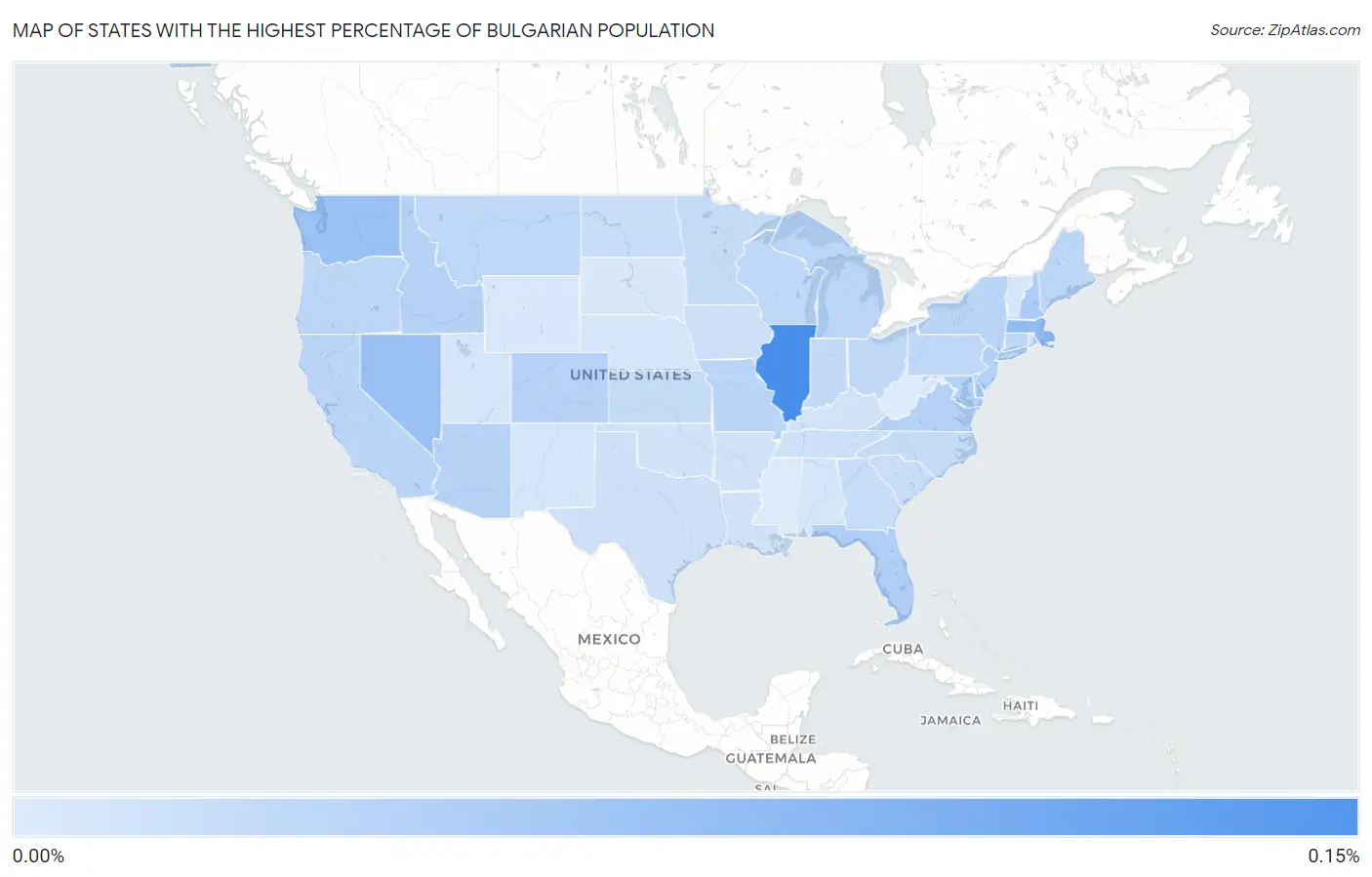 States with the Highest Percentage of Bulgarian Population in the United States Map