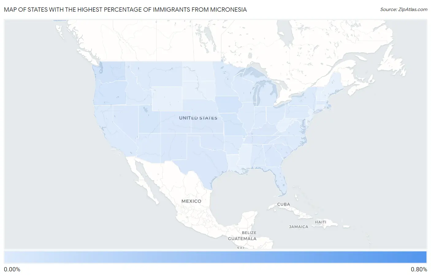 States with the Highest Percentage of Immigrants from Micronesia in the United States Map