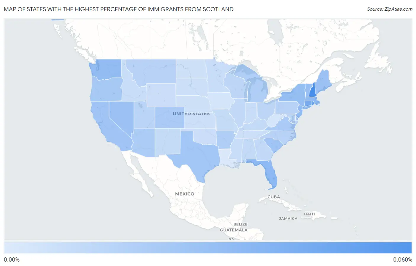 States with the Highest Percentage of Immigrants from Scotland in the United States Map
